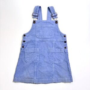 Vintage 90's Christie Brooks Overall Jumper Dress Size 5-6 Blue Corduroy Cotton